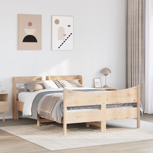 vidaXL Sengeramme med hodegavl 120x200 cm heltre furu