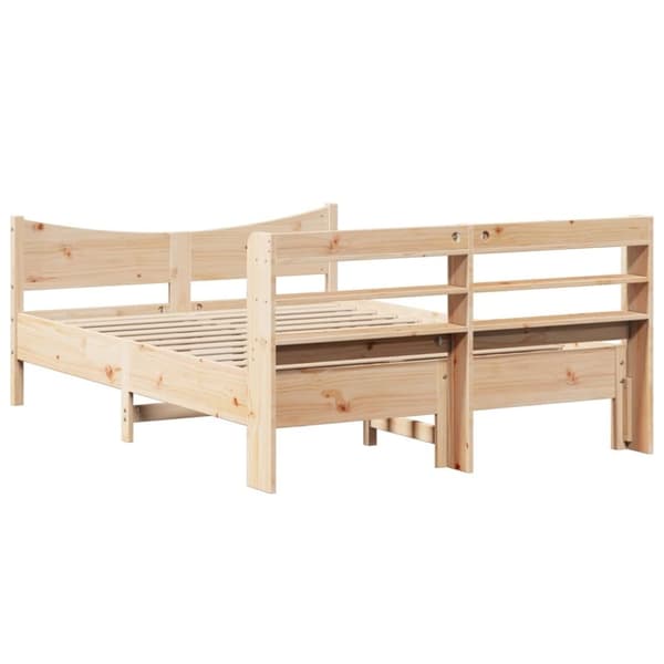 vidaXL sengeramme med sengegavl 135x190 cm massivt fyrretræ hvid