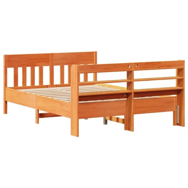 vidaXL sengeramme uden madras 120x200 cm massivt fyrretræ gyldenbrun