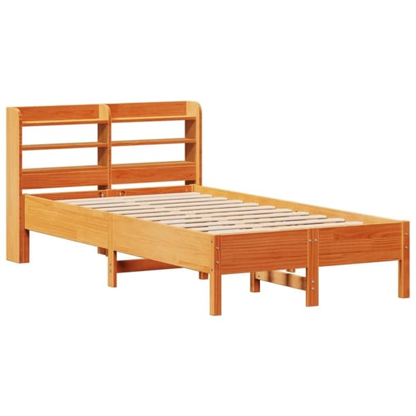 vidaXL Sänky ilman patjaa vahanruskea 120x190 cm täysi mänty