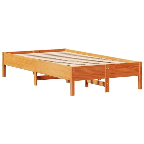 vidaXL Sänky ilman patjaa vahanruskea 120x190 cm täysi mänty