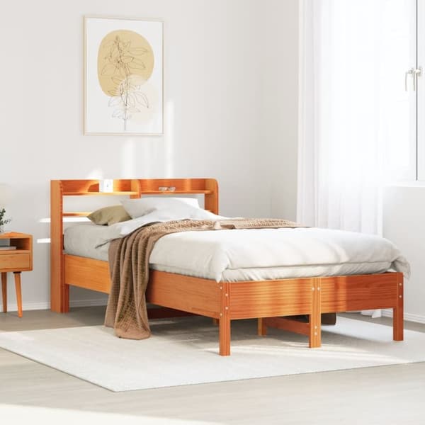 vidaXL Sänky ilman patjaa vahanruskea 120x190 cm täysi mänty