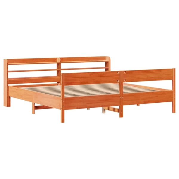 vidaXL sengeramme uden madras 180x200 cm massivt fyrretræ gyldenbrun
