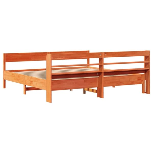 vidaXL sengeramme uden madras 180x200 cm massivt fyrretræ gyldenbrun
