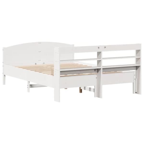 vidaXL sengeramme uden madras 140x190 cm massivt fyrretræ hvid