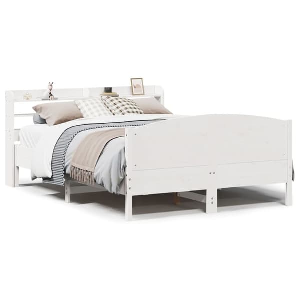vidaXL sengeramme uden madras 140x190 cm massivt fyrretræ hvid