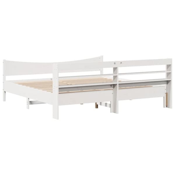 vidaXL Sengeramme med hodegavl hvit 200x200 cm heltre furu