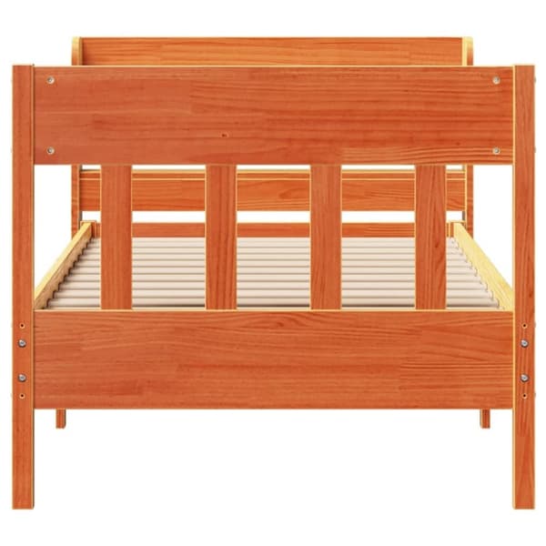 vidaXL Sängram utan madrass vaxad brun 90x190 cm massiv furu