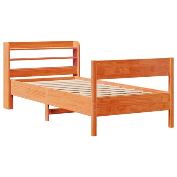 vidaXL Sengeramme uten madrass voksbrun 90x200 cm heltre furu