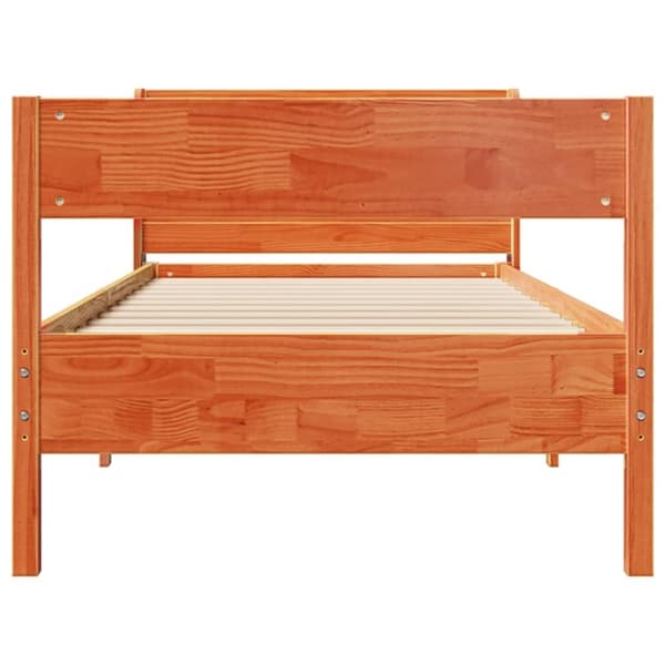 vidaXL Sengeramme uten madrass voksbrun 90x200 cm heltre furu