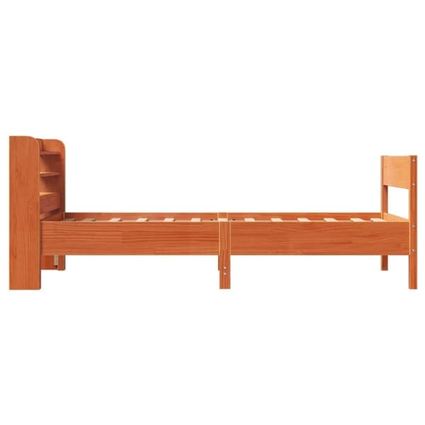 vidaXL Sengeramme uten madrass voksbrun 90x200 cm heltre furu