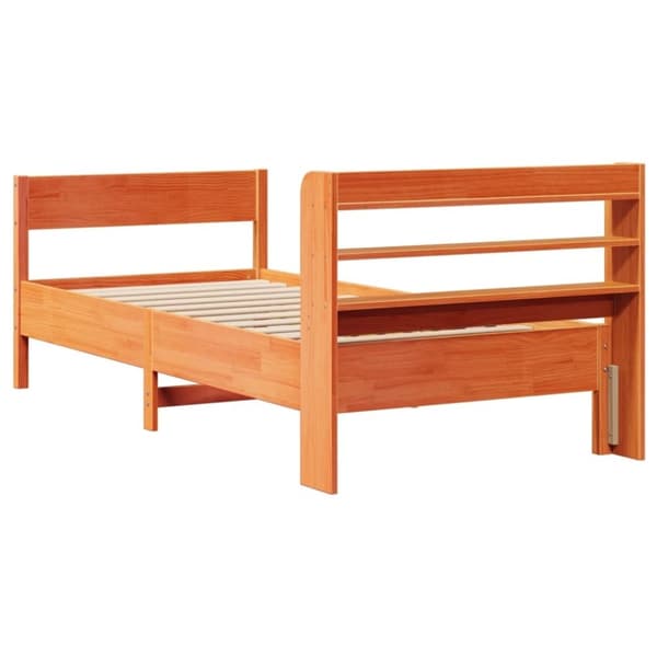 vidaXL Sengeramme uten madrass voksbrun 90x200 cm heltre furu
