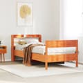 Miniatyrbilde 2 av 11: vidaXL Sengeramme uten madrass voksbrun 90x200 cm heltre furu