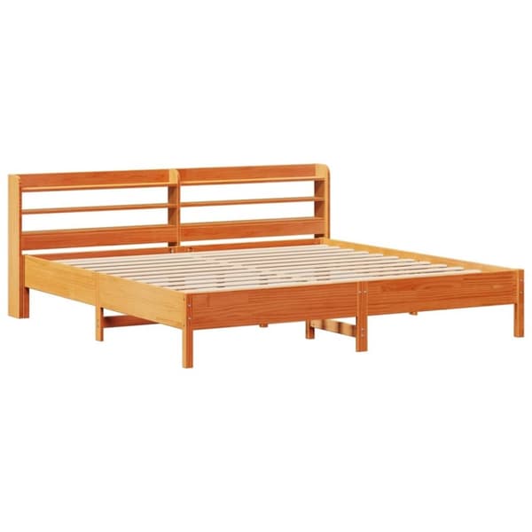 vidaXL Sengeramme uten madrass voksbrun 180x200 cm heltre furu