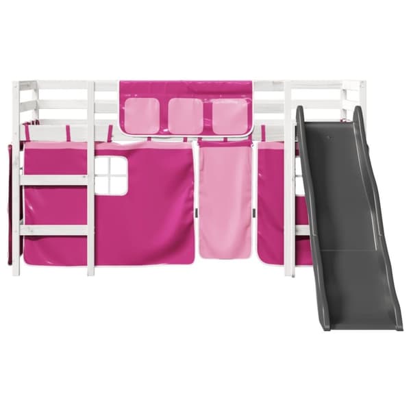 vidaXL Køyeseng for barn med gardiner rosa 80x200 cm heltre furu