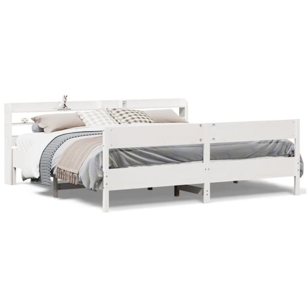 vidaXL Sängram utan madrass vit 200x200 cm massiv furu
