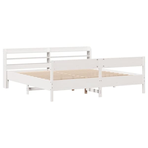 vidaXL Sängram utan madrass vit 200x200 cm massiv furu