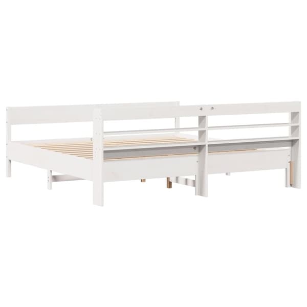 vidaXL Sängram utan madrass vit 200x200 cm massiv furu