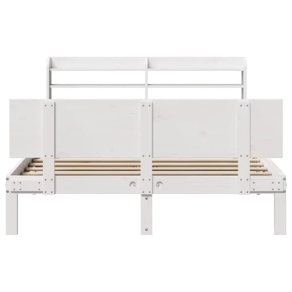 vidaXL sengeramme med sengegavl 140x200 cm massivt fyrretræ hvid