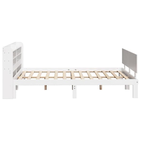 vidaXL sengeramme med sengegavl 140x200 cm massivt fyrretræ hvid