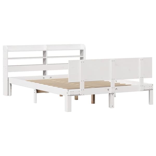 vidaXL sengeramme med sengegavl 140x200 cm massivt fyrretræ hvid