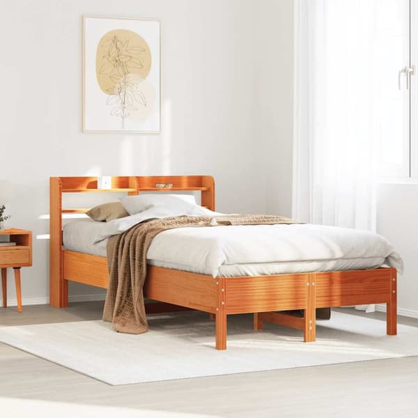 vidaXL Sänky ilman patjaa vahanruskea 100x200 cm täysi mänty