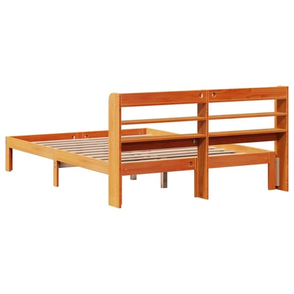 vidaXL Sänky ilman patjaa vahanruskea 120x190 cm täysi mänty