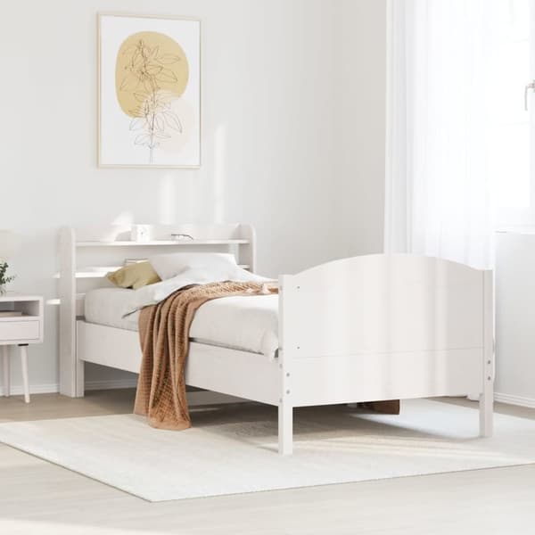 vidaXL Sängynrunko ilman patjaa valkoinen 90x190 cm täysi mänty