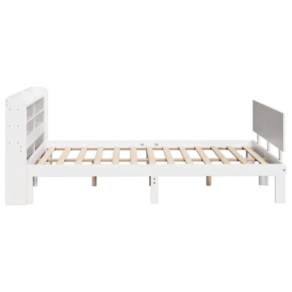 vidaXL sengeramme med sengegavl135x190 cm massivt fyrretræ hvid