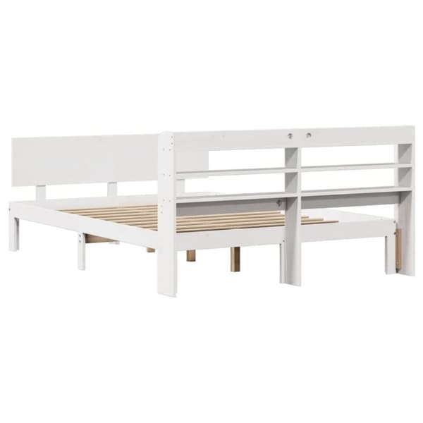 vidaXL sengeramme med sengegavl135x190 cm massivt fyrretræ hvid