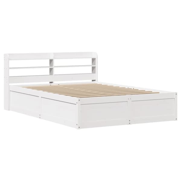 vidaXL sengeramme med sengegavl 140x200 cm massivt fyrretræ hvid