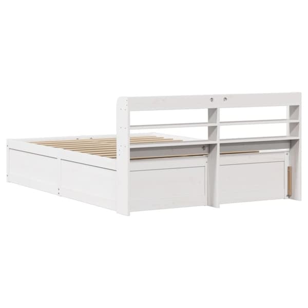 vidaXL sengeramme med sengegavl 140x200 cm massivt fyrretræ hvid