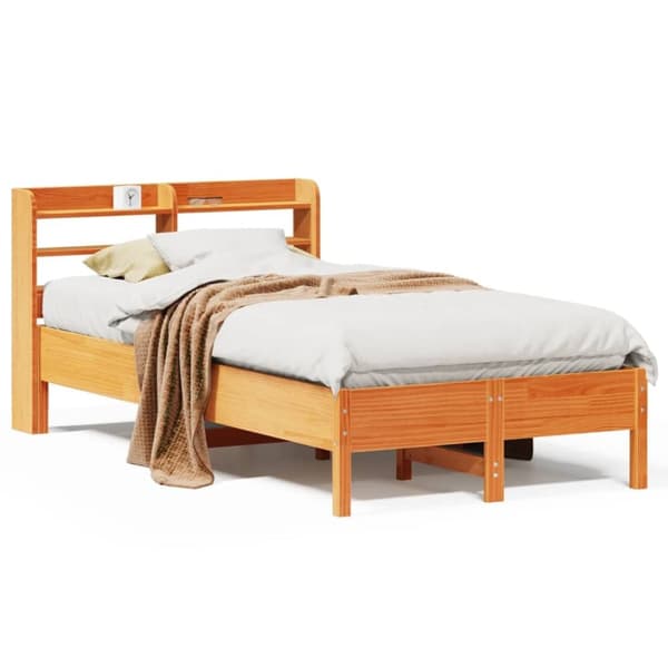 vidaXL Sengeramme uten madrass voksbrun 90x190 cm heltre furu