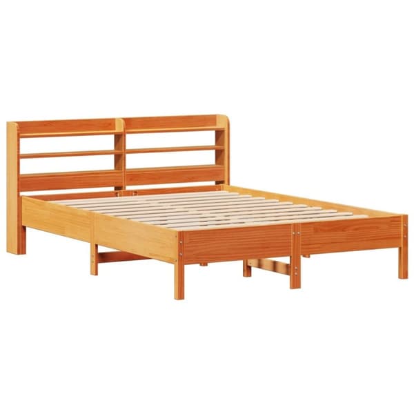 vidaXL Sängram utan madrass vaxbrun 150x200 cm massiv furu