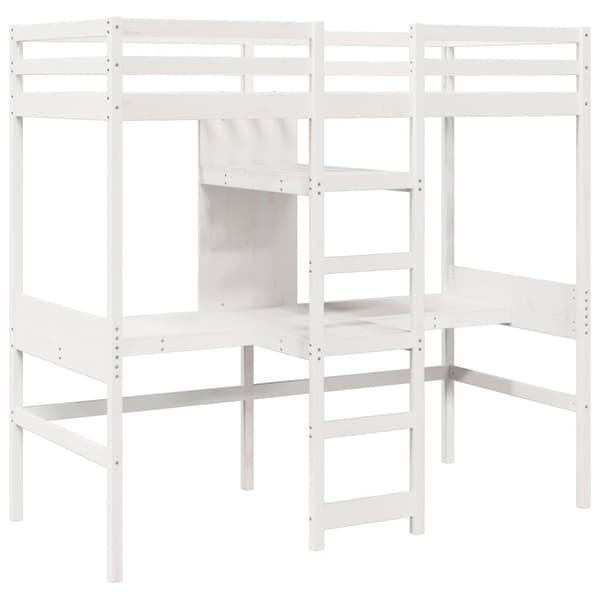 vidaXL Ramme for loftseng uten madrass hvit 75x190 cm heltre furu