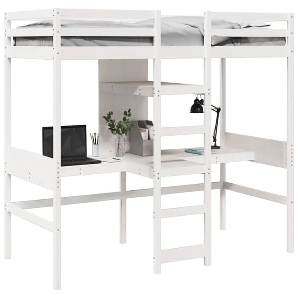 vidaXL Ramme for loftseng uten madrass hvit 75x190 cm heltre furu