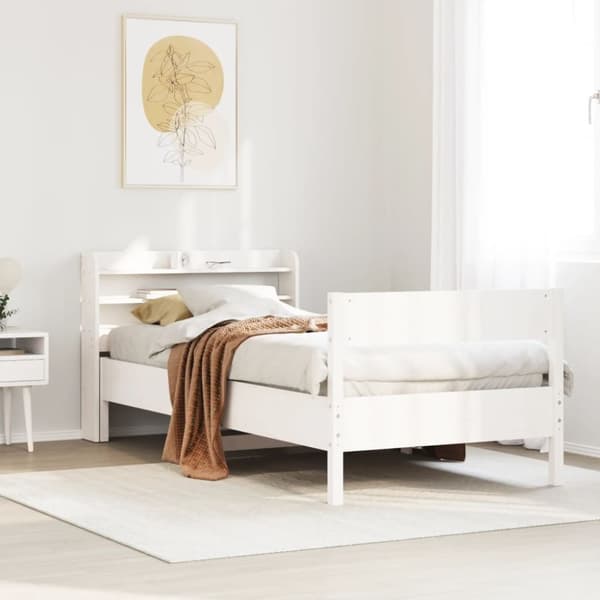vidaXL Sengeramme uten madrass hvit 75x190 cm heltre furu