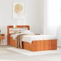 Miniatyrbilde 4 av 11: vidaXL Sengeramme med hodegavl voksbrun 90x200 cm heltre furu