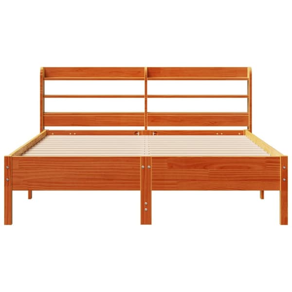 vidaXL Sengeramme uten madrass voksbrun 140x200 cm heltre furu
