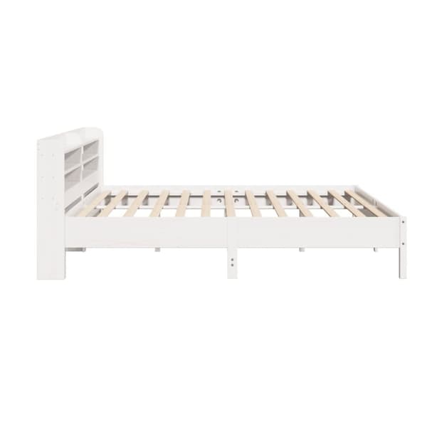 vidaXL Sengeramme med madrass hvit 200x200 cm heltre furu