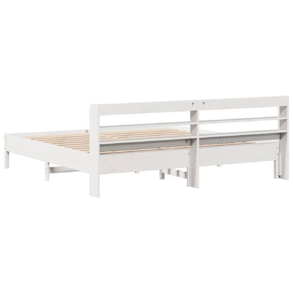 vidaXL Sengeramme med madrass hvit 200x200 cm heltre furu