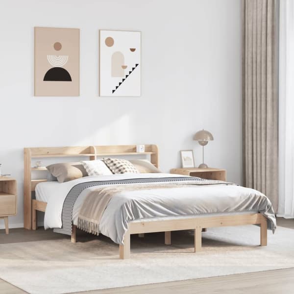 vidaXL Sengeramme med hodegavl 140x200 cm heltre furu