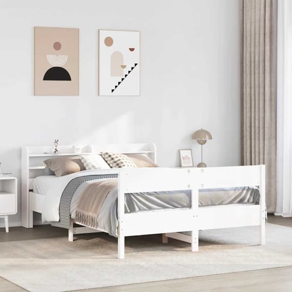 vidaXL Sänky ilman patjaa valkoinen 120x190 cm täysi mänty