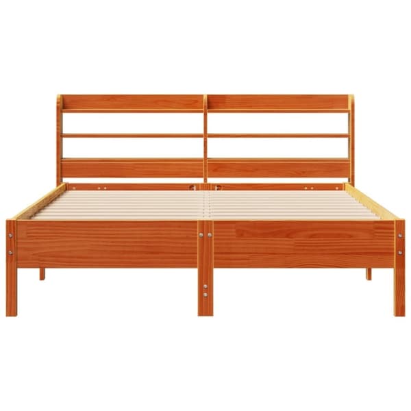 vidaXL sengeramme uden madras 135x190 cm massivt fyrretræ brun