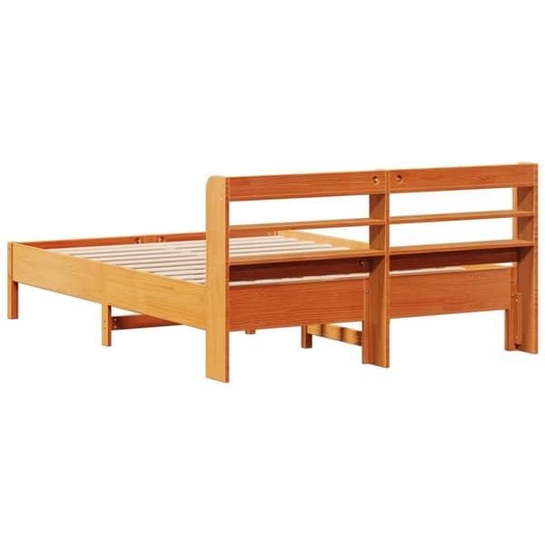 vidaXL sengeramme uden madras 135x190 cm massivt fyrretræ brun