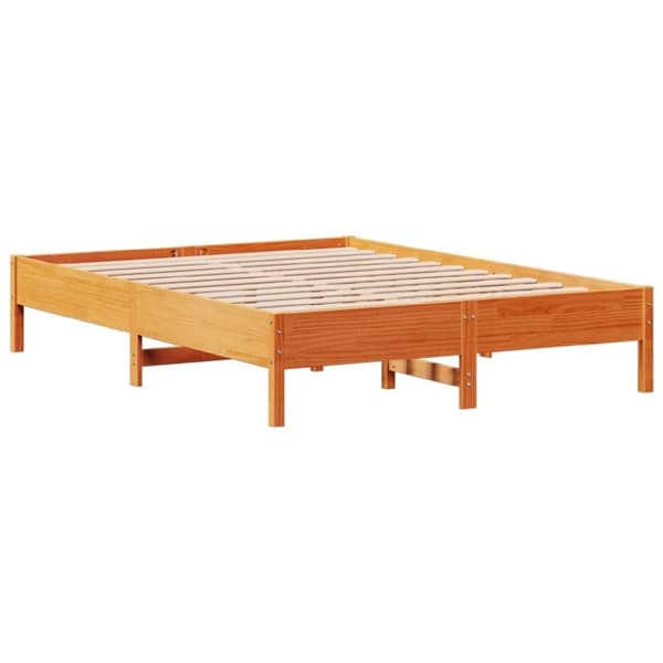 vidaXL sengeramme uden madras 135x190 cm massivt fyrretræ brun