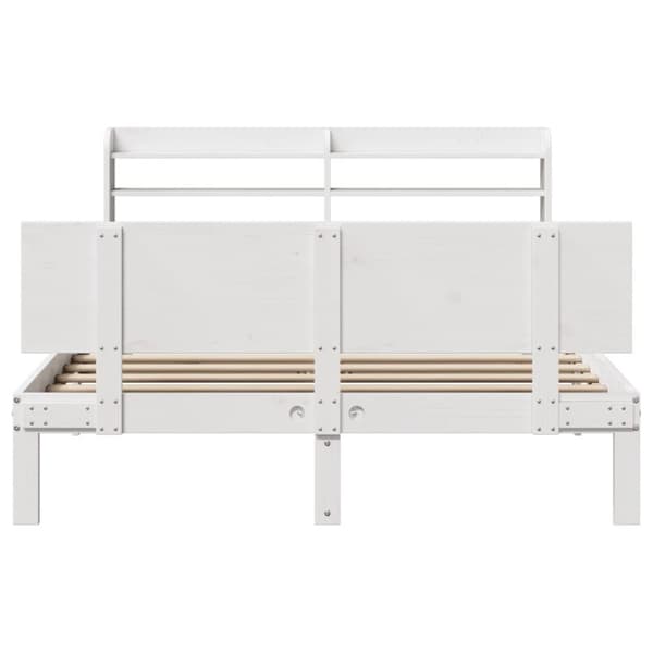 vidaXL sengeramme med sengegavl 140x190 cm massivt fyrretræ hvid