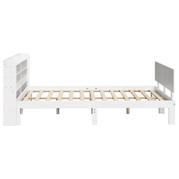 vidaXL sengeramme med sengegavl 140x190 cm massivt fyrretræ hvid