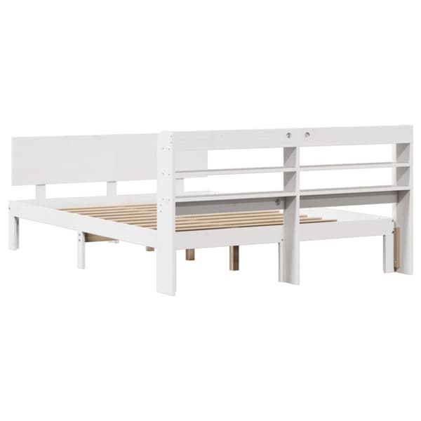 vidaXL sengeramme med sengegavl 140x190 cm massivt fyrretræ hvid