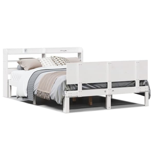 vidaXL sengeramme med sengegavl 140x190 cm massivt fyrretræ hvid